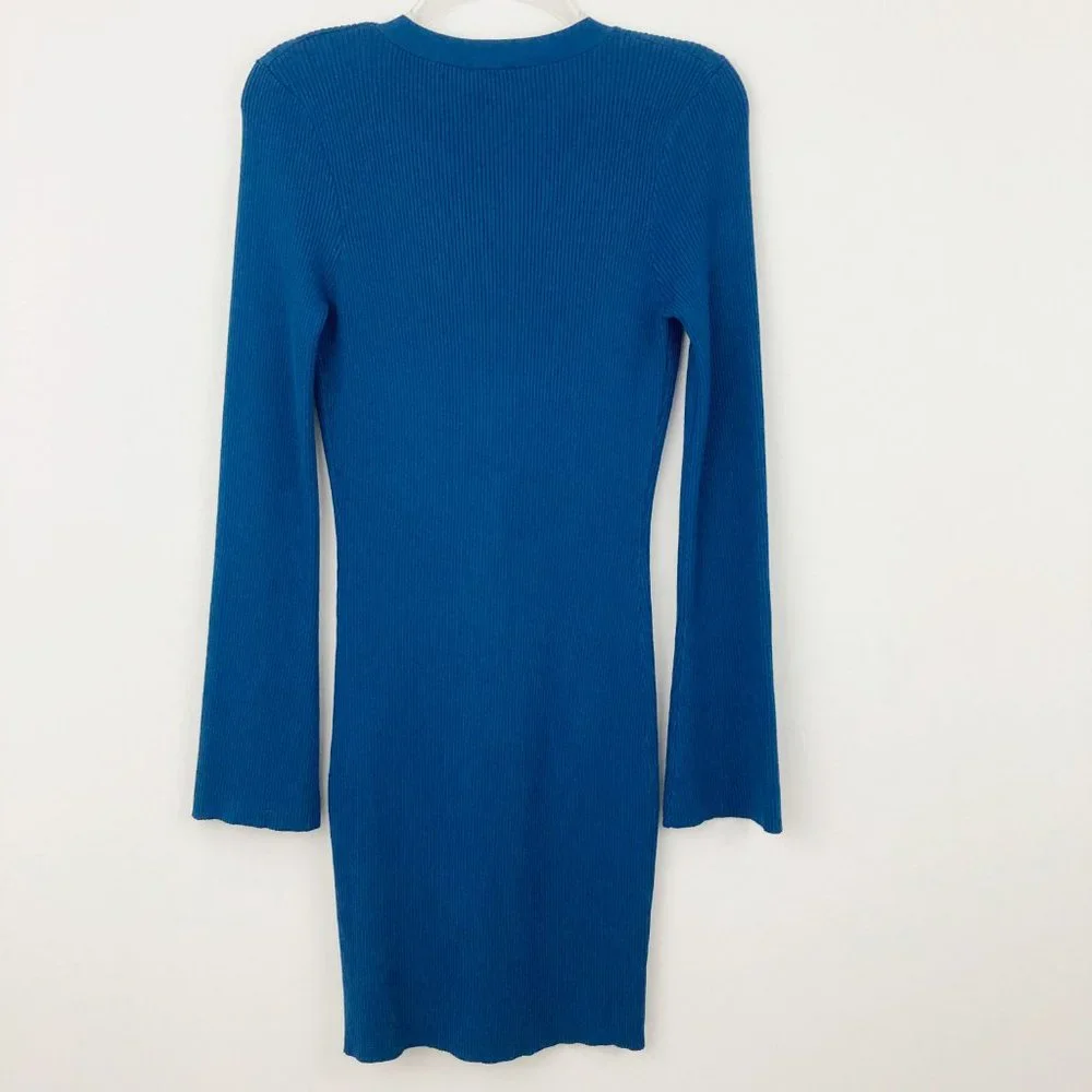 NWT Princess Polly Isadora Mini Dress Navy Blue Size L/XL Long Sleeve Ribbed - Picture 3 of 9